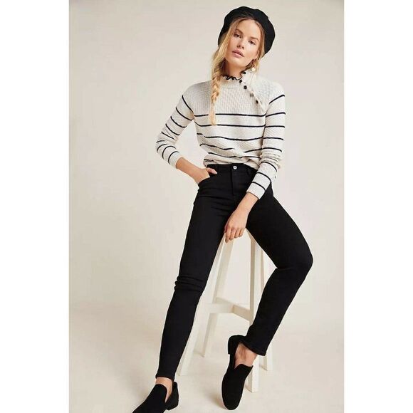 NEW PAIGE Sz 26 HOXTON ANKLE HIGH RISE SKINNY JEANS IN BLACK SHADOW - Picture 1 of 5